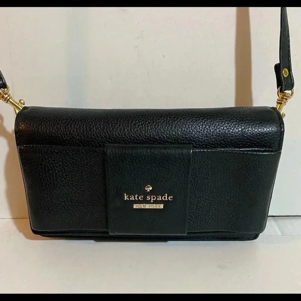 Kate spade black leather crossbody handbag